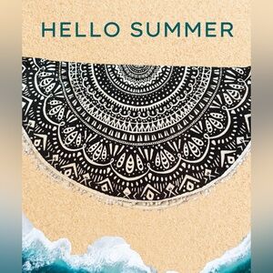 Better Homes And Gardens Black and White Mandala Round Beach Towel